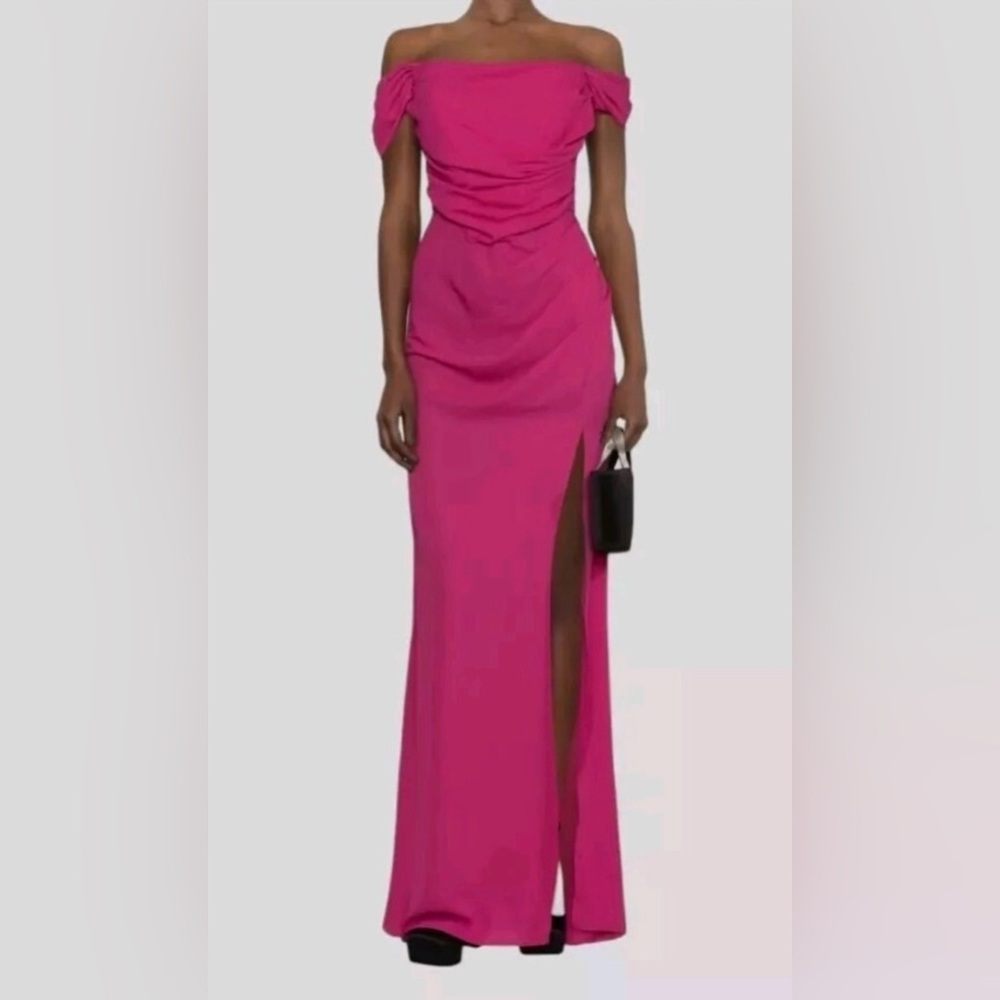 NWT Giuseppe Di Morabito Pink Ruched Off-Shoulder Gown Dress – Size 38 (US 2)